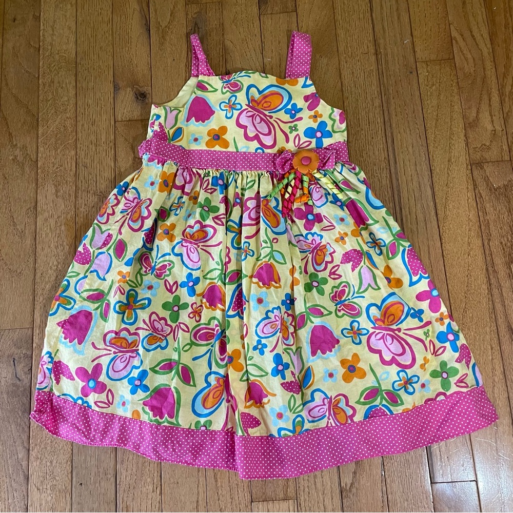 SOPHIE ROSE YELLOW BUTTERFLY GRAPHIC PRINT DRESS GIRLS SIZE 6X